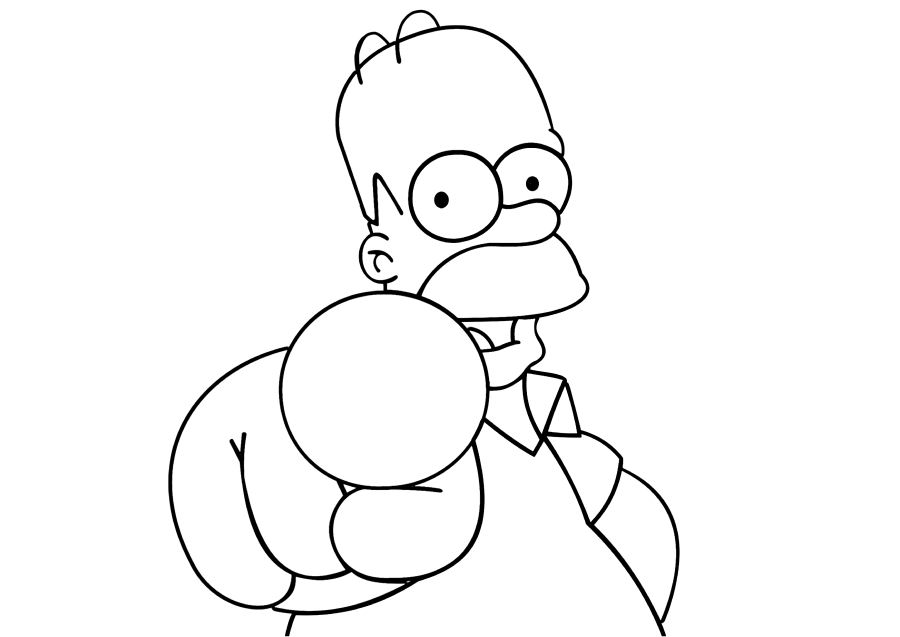 Homer zeigt mit dem Finger
